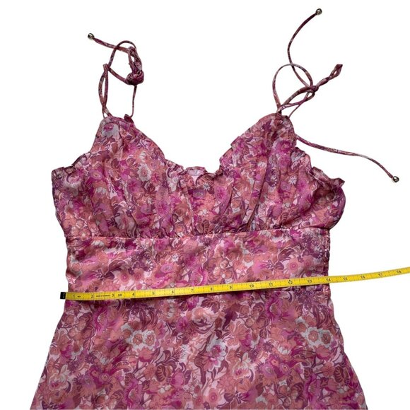 Hello Molly Kaitlyn Midi Dress Floral Pink Chiffon SZ 6 - Picture 9 of 10